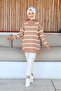 Biscuit Collar Zippered Striped Knitwear Tunic