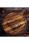 Pizza Presentation and Cutting Board, Made of Iroko Wood, with Wooden Handle, Laser-Engraved Details. Large Size: 47cm - 2