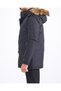 Italian Style Men's Hooded Fur Coat with Hood Black T8697 - 3