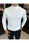 Italian Style Slim Fit Turtleneck Knitwear Male Sweater Ecru T13222