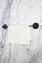 Black Round Adhesive Tall Towel Holder / Outdoor Toilet Roll Holder 2-Piece Bathroom Set - 3