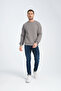 Gray Crew Neck Oversize Raster Basic Men's Sweatshirt