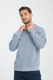 Blue Crew Neck Oversize Raster Basic Men's Sweatshirt - 5