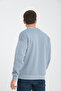 Blue Crew Neck Oversize Raster Basic Men's Sweatshirt - 6