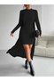 Women's Round Neck Dress + Half Turtleneck Raised Camisole Double Suit-Black - 5