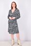 Women Printed Wrap Dress, Black