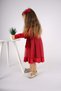 Girl's Christmas Themed Bow Skirt Tulle Long Sleeve Dress - 8