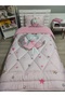 Welsoft Fluffy Double-Sided Pink Girl Seating on the Moon Patterned Single Duvet Sleeping Set - 2