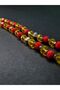 Fanatic Fan Handcrafted Rosary 8mm Gift Yellow Navy Cube Cut - 4