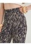 Wide Leg Zebra Patterned Trousers Elastic Waist Viscose Fabric - 5