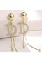 Letter D Long Tassel Earrings -Ear Pin Stainless Steel - 3