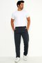 Men's Anthracite Straight Leg Pocket Elastic Waist High Waist Modal Scuba Sports Sweatpants Edy0010A