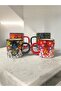 4 Pieces of Decorative Tile Embroidered Small and Large Mug - Double Coffee Cup, Buttermilk and Soft Drink Cup - 2
