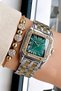 Special Boxed Women Wrist Watch Waterproof Gold Silver Green Color Steel Cord + Bracelet Hmby2035C3 - 5