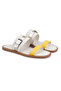 Women's White Adjustable Buckle Leather Slippers