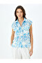 Classic Collar Double Pocket Sleeveless Printed Shirt - 3