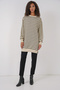 55452 Women's Crew Neck Striped Hijab Tunic - Black - 2