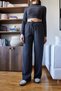 Women's Anthracite Crop Blouse and Elastic Waist Trousers Bottom-Top Set 415 60261089 - 6