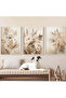 Framed Painting Set 3 Pieces, Flower Oil Bpya Look Painting