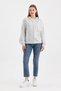 2 Thread Long Sleeve Hooded Sweatshirt with Zipper and Kangaroo Pockets Sleeves and Skirt Ribbed - 2