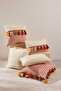 Rectangular Throw Pillow Cover with Orange Stripes and Tassels - K-210 - 6