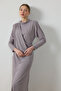 Gri Simli Drape Elbise - 6