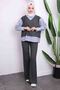 Anthracite Garnished Sweater Trousers Set