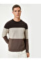Crew Neck Sweater Color Block Knitwear Long Sleeve - 2