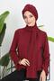 Winter Scarf Bonnet Turban, B-80Rb, Burgundy