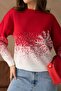 Women's Christmas Themed Snowflake Patterned Long Sleeve Oversize Knitwear Sweater