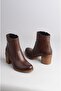 Select 707 Genuine Leather Heeled Women's Boots (Heel Height: 6 cm) Brown - 7