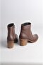 Select 707 Genuine Leather Heeled Women's Boots (Heel Height: 6 cm) Brown - 6