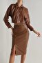 Women's Leather Slit Pencil Skirt - 6