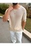 Ripped Detail T-Shirt Laser Cut Tshirt Oversize Loose Crew Neck Tee Shirt - 3