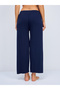 Women's Loose Fit Wide Leg Comfortable Oversize Slim Palazzo Trousers Navy Blue - 7