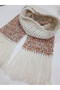 Hand Knitted Scarf Cashew Handmade (Cream-Tile) - 3