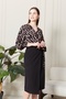 Women's Print Double Breasted Neckline Slit Dress - 5