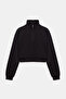 Soft Textured Half Zipper Detailed Sweatshirt