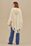 Women's White Hooded Textured Poncho - 4