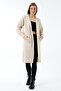 Women's Beige Hooded Oversize Loose Long Pocket Knitwear Cardigan - 5