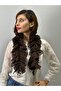 90X15 cm Ruffled Elastic Pompom Women's Scarf Brown