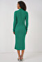 15828 Slit Knitwear Dress - Green - 7
