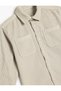 Velvet Shirt Jacket with Pocket Detail and Button Closure - 3