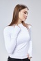 White Crew Neck Basic Long Sleeve Body with Finger Snap Detail - 6