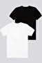 Children's Basic T-Shirt Black-White Pack of 2 Circular Neck D40