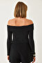 Women's Black Madonna Collar Glitter Blouse 60261137 - 6