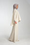 Stone Embroidered Beige Women's Hijab Dress 2-Piece Evening Dress Set - 4