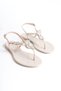 Summer Women's Jelly Matte Beige Stone Detail Flat Sandals-Mstb6262-Bj - 2