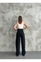 Women's Black Loose Fitting Wide Leg Casual Boyfriend Baggy Jean Pants - 3