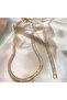 Bronze Gold Thin Baguette Stone Waterway Necklace - 4